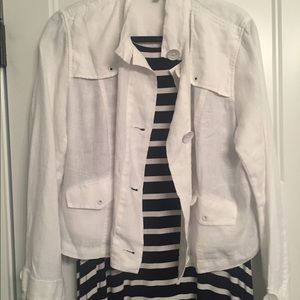 CAbi Topside Topper white linen jacket